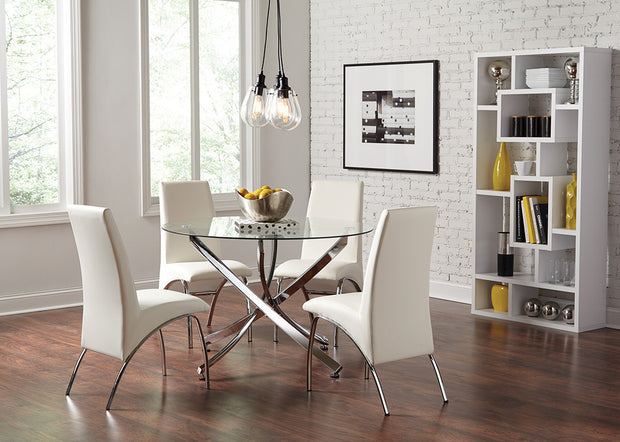 Contemporary Clear & Chrome Round Dining Table
