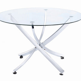 Contemporary Clear & Chrome Round Dining Table