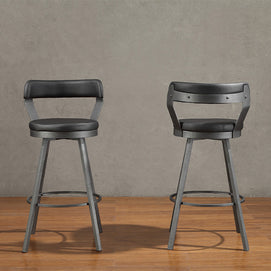Contemporary Faux Leather Swivel Bar Stool