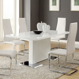 Contemporary Glossy White & Leatherette 5 PC Dining Set