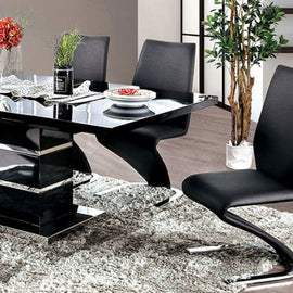 Contemporary High Gloss & Chrome Dining Table