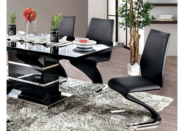 Contemporary High Gloss & Chrome Dining Table