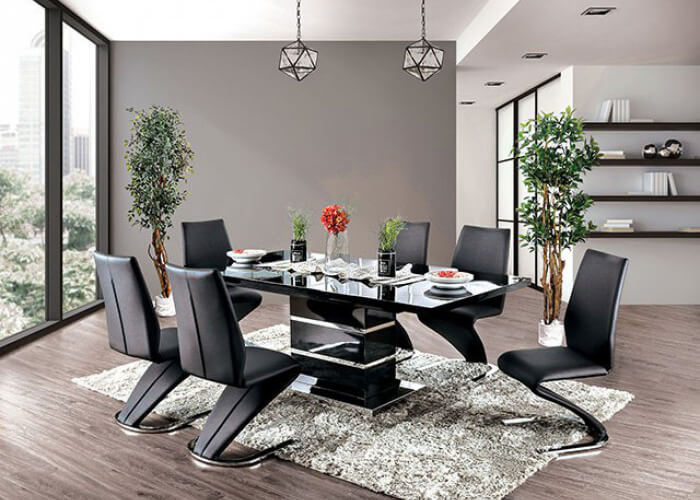 Contemporary High Gloss & Chrome Dining Table