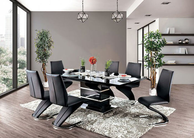 Contemporary High Gloss & Chrome Dining Table