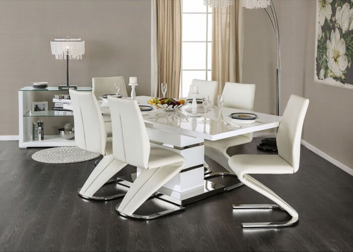 Contemporary High Gloss & Chrome Dining Table