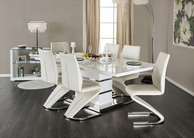 Contemporary High Gloss & Chrome Dining Table