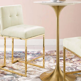 Contemporary Velvet & Gold Counter Stool