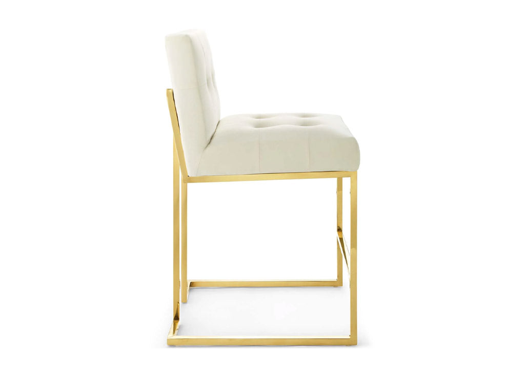 Contemporary Velvet & Gold Counter Stool