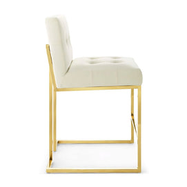 Contemporary Velvet & Gold Counter Stool