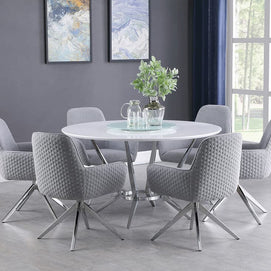 Contemporary White & Light Grey 5 PC Dining Set