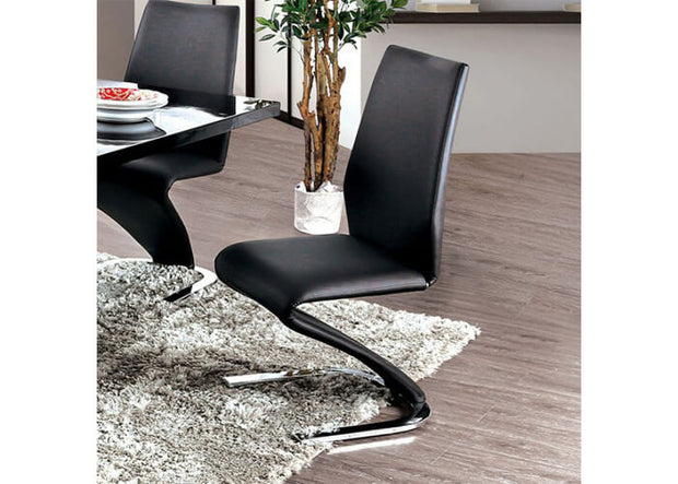 Contemporary Z-Style Leatherette Dining Chair Set