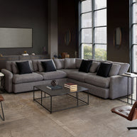 Corner sectional in modern Long Beach apartment living room
