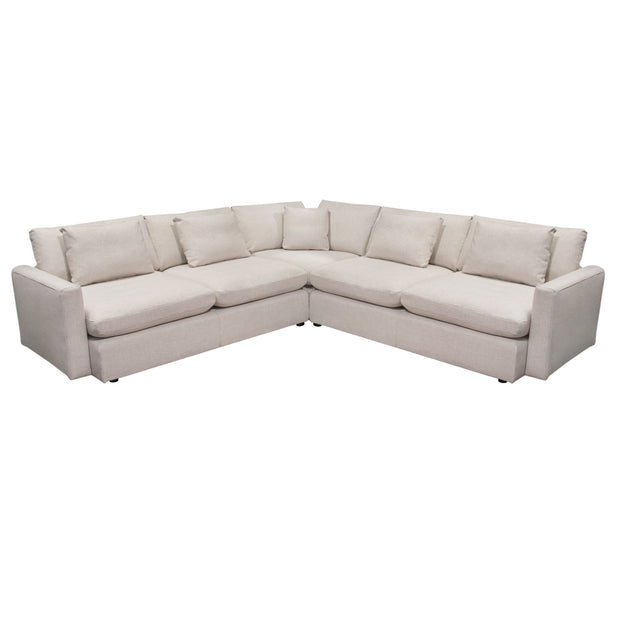 Cream 3-piece corner sectional in L-shape configuration