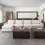 Cream 3-piece reversible sectional with chaise in modern living room
