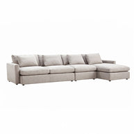 Cream modular sectional with L-shape chaise angled view