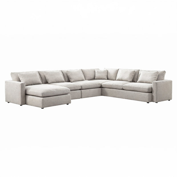 Cream 5-piece modular U-shape sectional seats 6 to 8