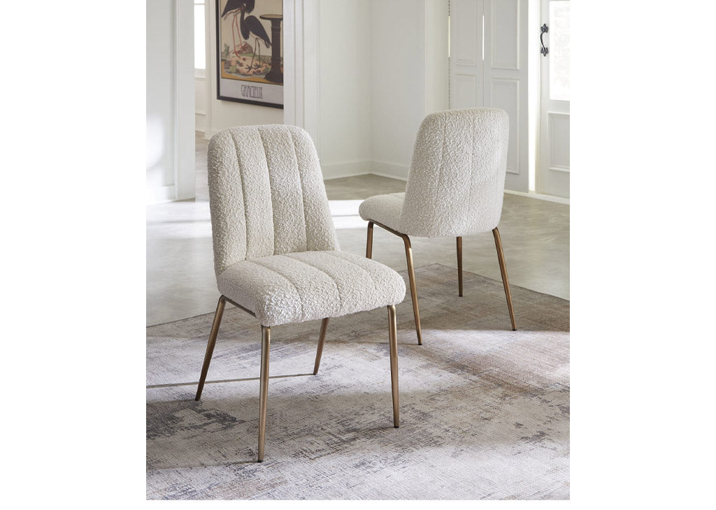 Boucle & bronze dining chair