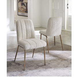 Boucle & bronze dining chair