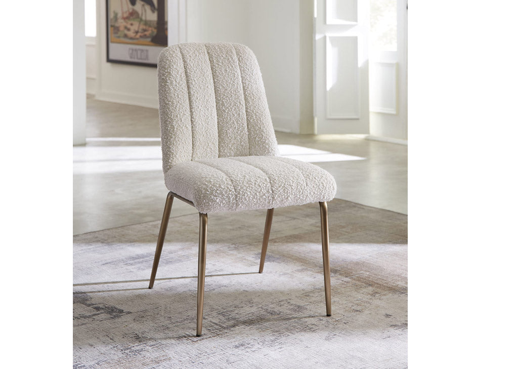 Boucle & bronze dining chair