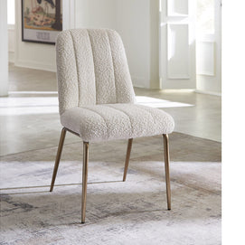 Boucle & bronze dining chair