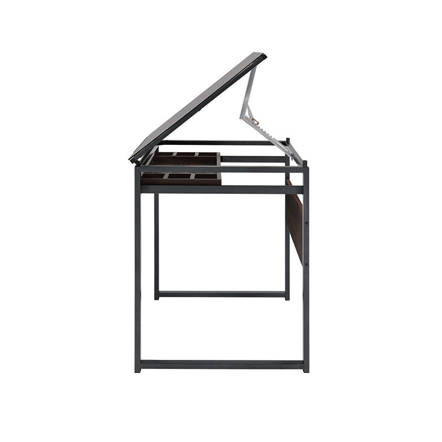 Industrial Glass-Top Drafting Desk