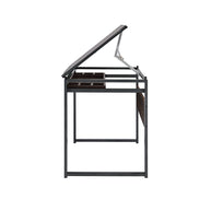 Industrial Glass-Top Drafting Desk