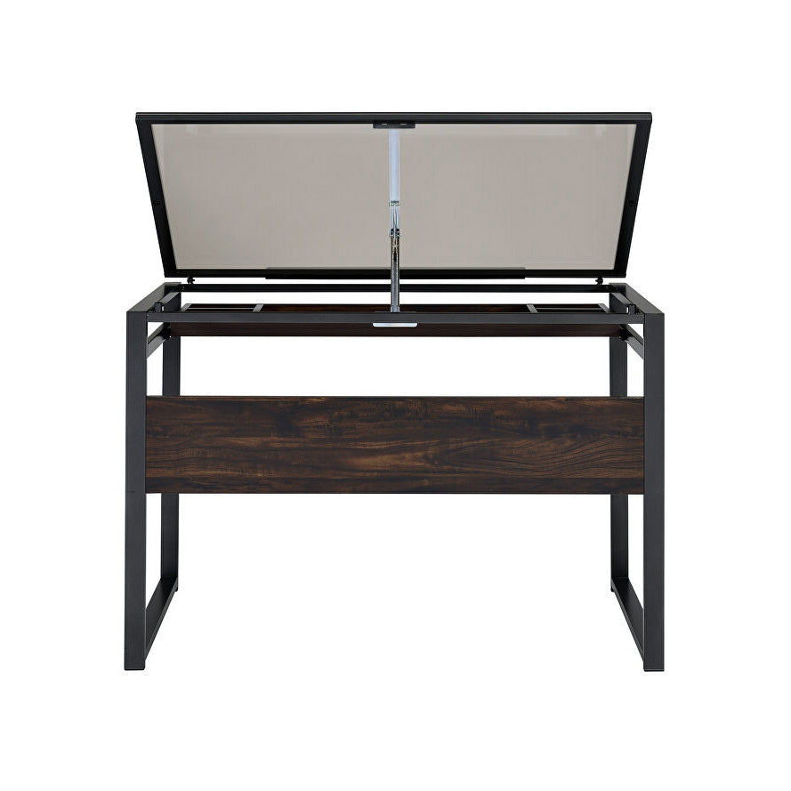 Industrial Glass-Top Drafting Desk