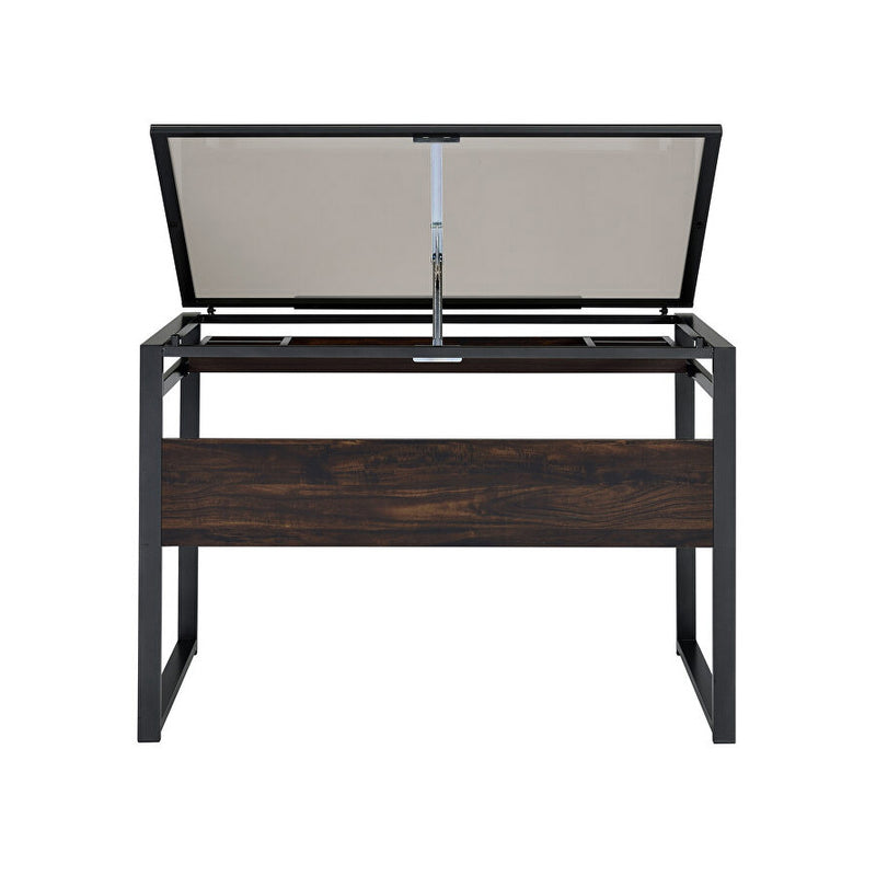 Industrial Glass-Top Drafting Desk