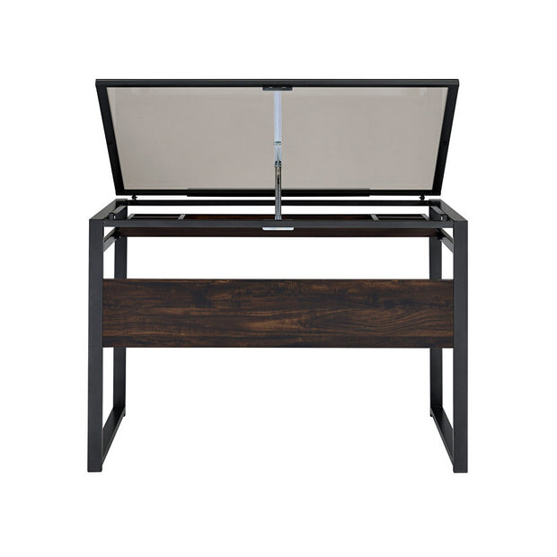 Industrial Glass-Top Drafting Desk