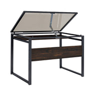 Industrial Glass-Top Drafting Desk