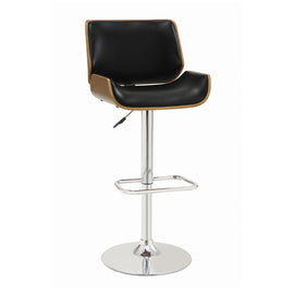 Curved Faux Leather Mid-Century Inspired Bar Stool