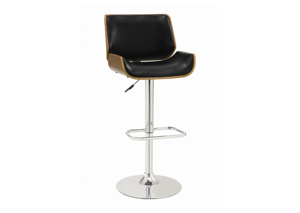 Curved Faux Leather Mid-Century Inspired Bar Stool