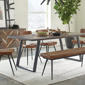 Solid Sheesham Wood & Goat Leather Chairs 6 PC Dining Set
