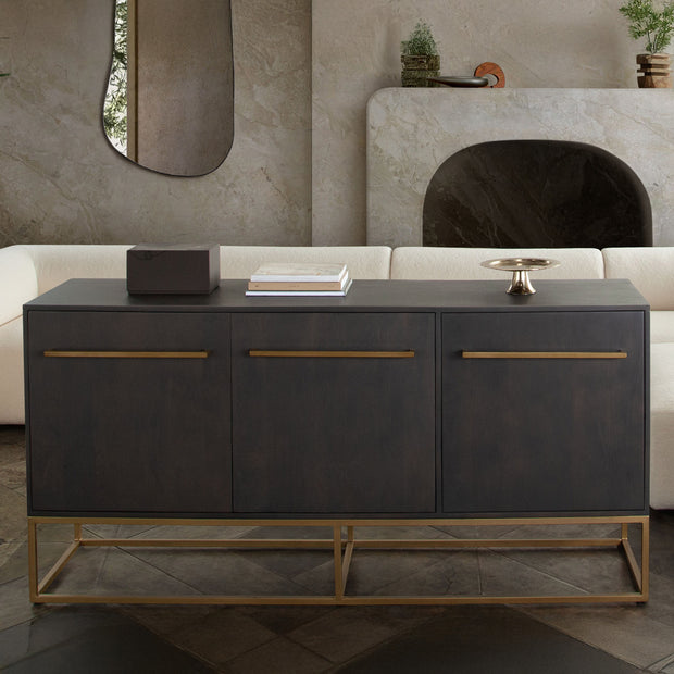 Modern Gray Sideboard with Gold Legs