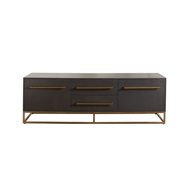Modern Gray Oak TV Stand with Gold Base