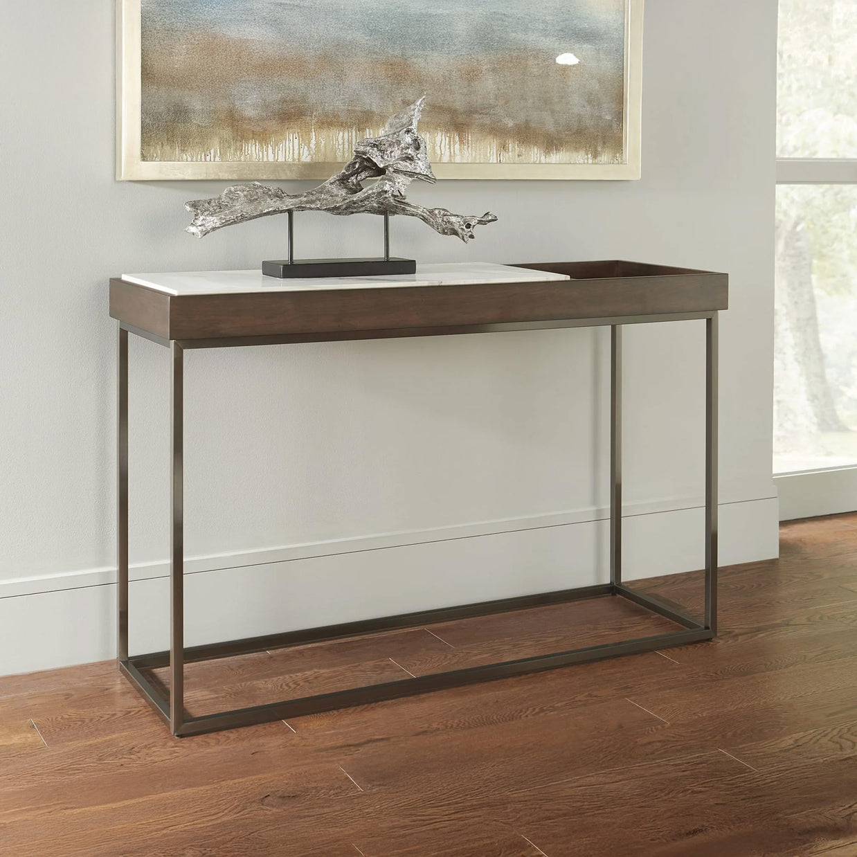 Jazz Marble & Walnut Console Table