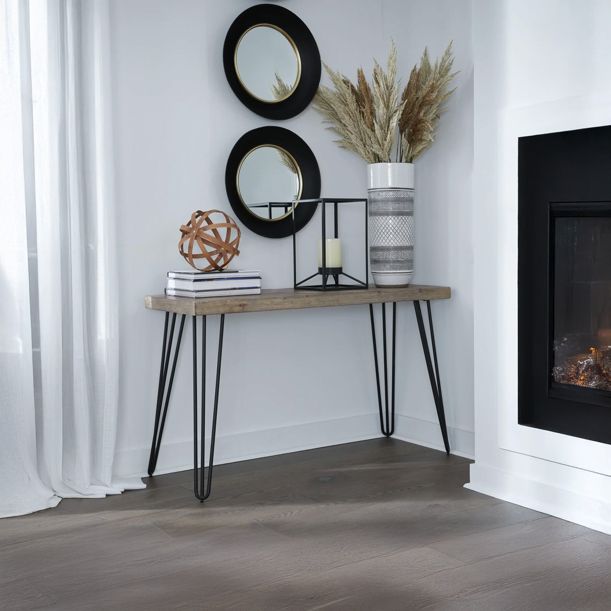Herringbone Wood Console Table