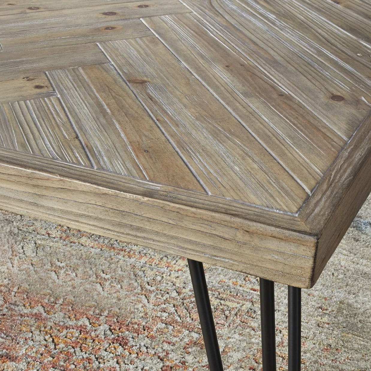 Herringbone Wood Console Table