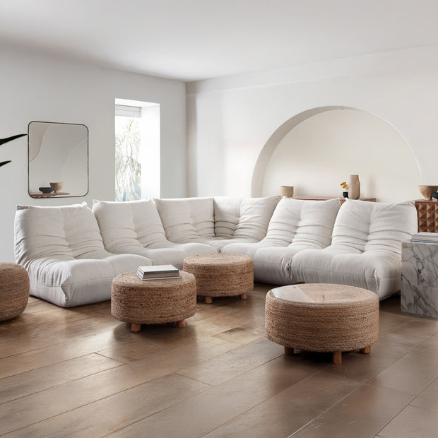 Cream Fabric Modular Sectional Sofa