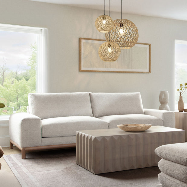 Mid-Century Modern Soft Neutral Fabric Sofa