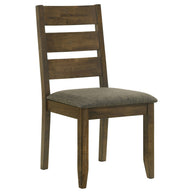 Gray ladder back farmhouse dining chairs with padded seats