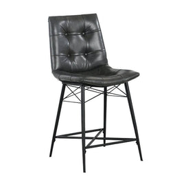 Faux Leather Button Tufted Counter Stool Set