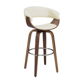Faux Leather Mid-Century Inspired Swivel Bar Stool