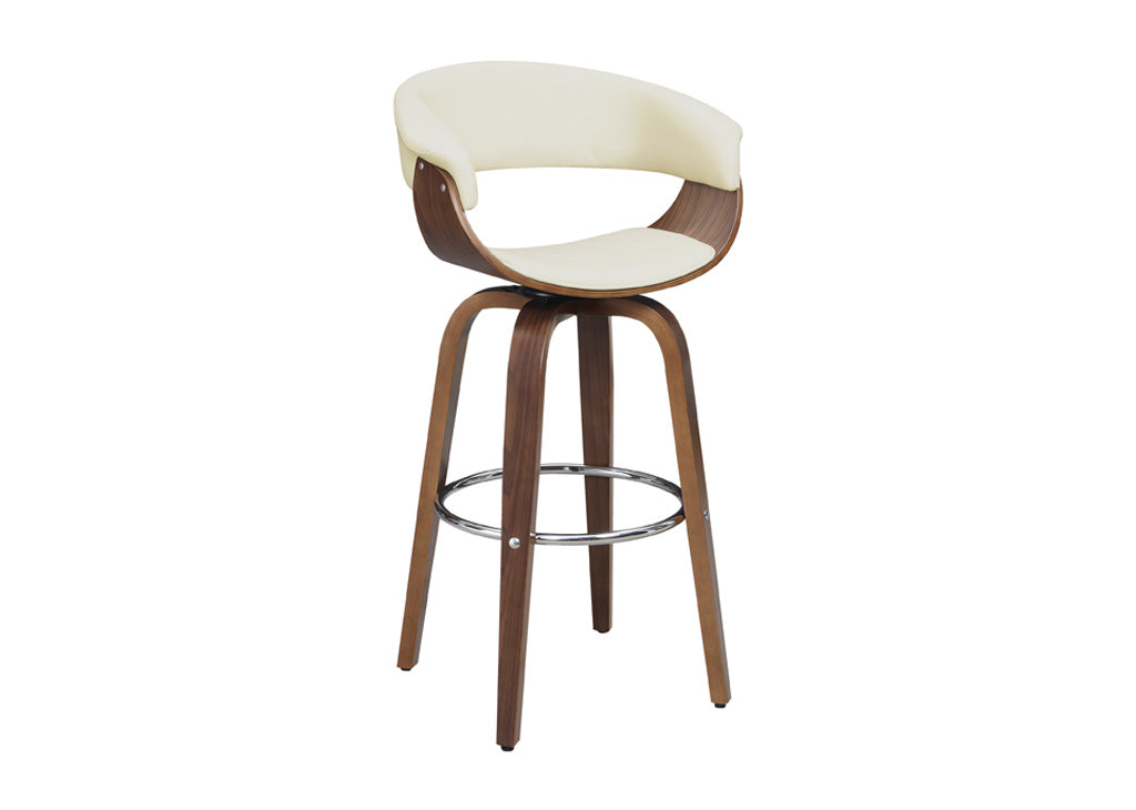 Faux Leather Mid-Century Inspired Swivel Bar Stool
