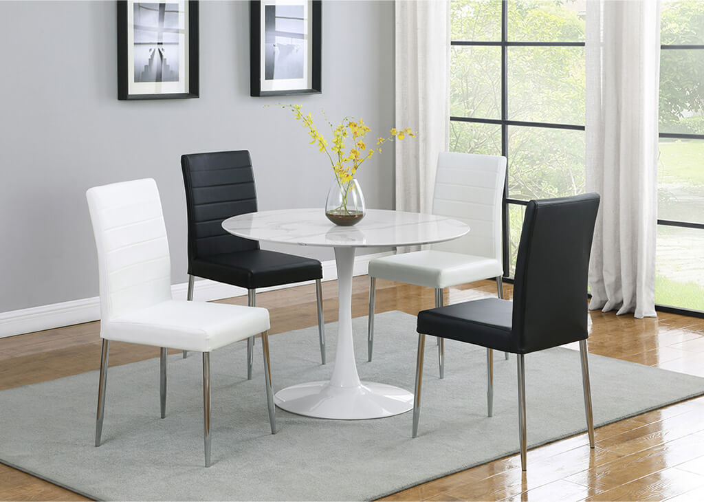 Round Faux Marble Dining Table