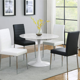 Round Faux Marble Dining Table