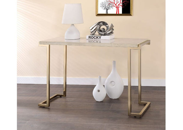 Faux Marble & Metal Sofa Table