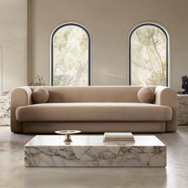 Modern Upholstered Curved Arm Sofa