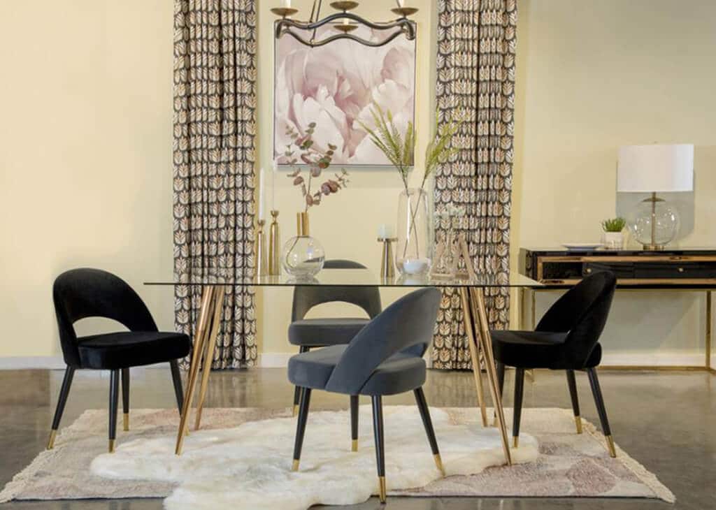 Black Velvet & Gold 5 PC Dining Set