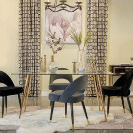 Black Velvet & Gold 5 PC Dining Set